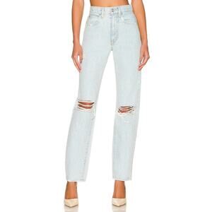 SLVRLAKE London High Rise Straight Love Hurts Distressed Rip Straight Leg Jeans
